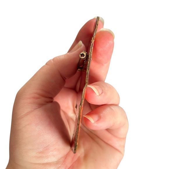 Vintage Handmade Retro Valentines Day Boy & Girl Decoupage Pin Mid-Century Art - Picture 6 of 7